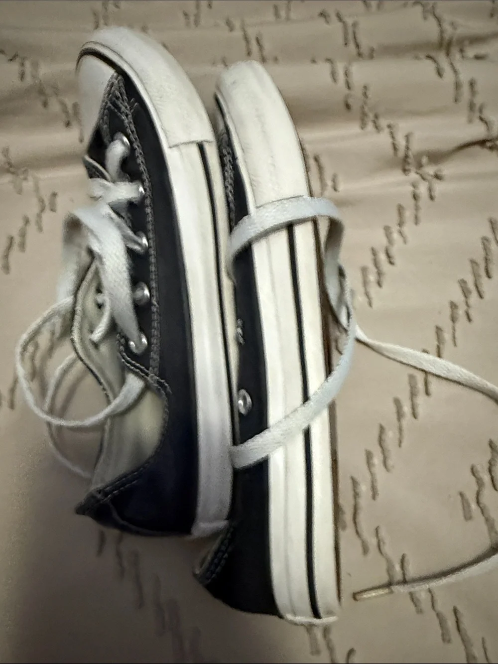 Converse Kids Black Canvas Low-Top Sneakers with White Accents. Kids size 1.